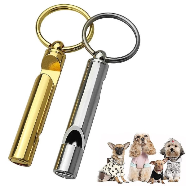 Hundefløjte, stål, letvægts, klar lyd, fløjte til hunde, der kan sættes på snor eller nøgler, 1 stk.