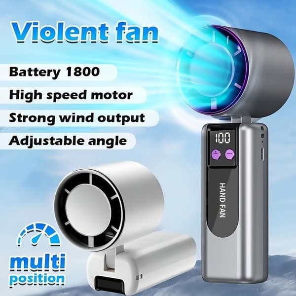 Bærbar køleventilator, mini solid-state turboventilator, lang batterilevetid.