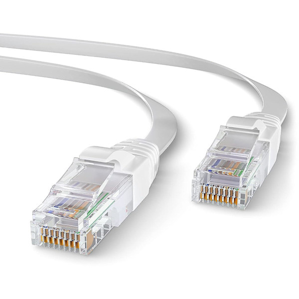 15m Cat 6 Ethernet-kabel fladt | Højhastigheds Ethernet-kabel | Bredbåndskabel | Lan-kabel | Netværkskabel med Rj45-stik | Internetkabel Kompatibl
