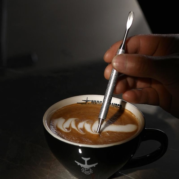 Ruostumattomasta teräksestä valmistettu Coffee Art -kynä Latte Pull Flower -neula Cappuccino Espresso Kahvi Sisustus Latte Art Kynä