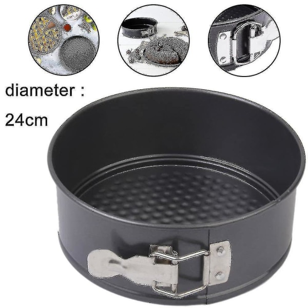 Läckagesäker springformspanna med platt botten, för 1/2 receptportion, rund bakform, läckagesäker, non-stick belagd - Svart