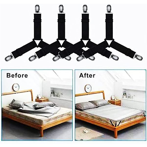 Sengespænde, Sengespænde Suspenders, Sengespænde Stropper, Sengespænde Fastgørelser, 3 Vejs Madrass Hjørne Suspenders Grippers Holdere(4pc