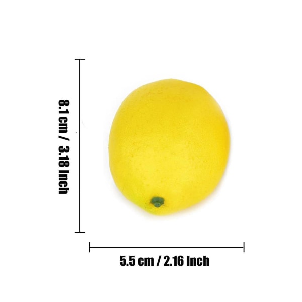 Falsk frugt boligdekoration kunstig naturtro simulering gul citron 10 stk sæt