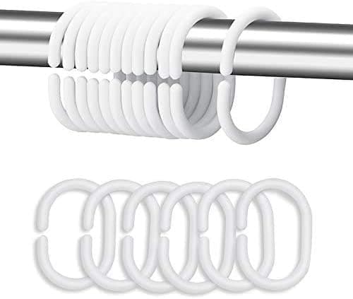 Duschdraperikrokar i plast för badrumsduschfönsterstång (24-pack vit)
