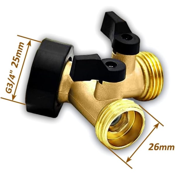 Seawhisper Tap Y Splitter Messingmanifold To-vejs Vaskemaskine Slangeforbindelse 3/4\" Gold, Black Y Style Connector 3/4\