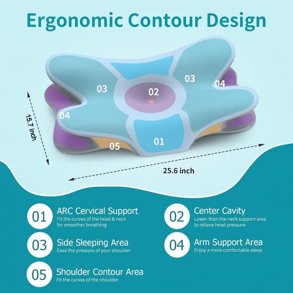 Cervical pude – Ergonomisk nakkestøttepude, kontureret memory foam-pude (blå)