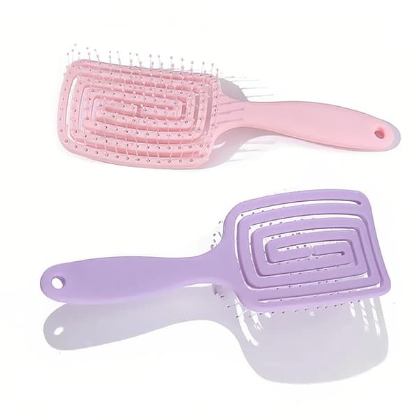 2 udredningsbørster til krøllet hår, våd og tør udredningsbørste, ventileret hurtigtørrende stylingbørste (pink, lys lilla)