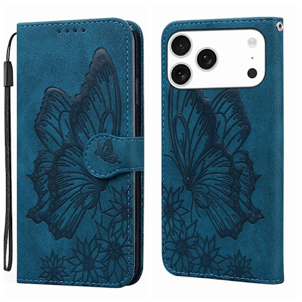 Præget PU-etui til iPhone 17 Pro Max BLUE