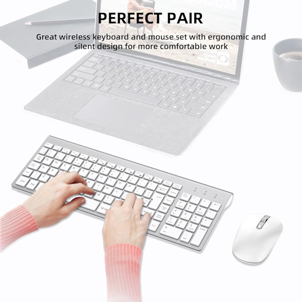 Tangentbord och mus-kombination, cimetech 2.4G ultratunt tangentbord och mus-set med elegant ergonomisk tyst design och stabil anslutning för Windows PC-varv