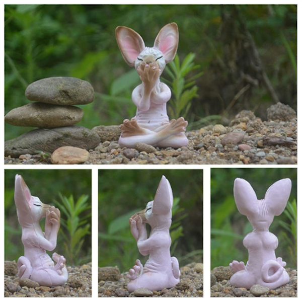 Meditationskattestatue Samleobjekter Miniature Hjemmeindretning