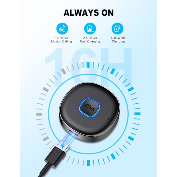 Bluetooth 3.5 mm AUX-adapter för bil, Mini Bluetooth 5.3-bilförstärkare för stereo/högtalare/trådbundna hörlurar, Bluetooth-bilsadapter AUX, handsfree Grey