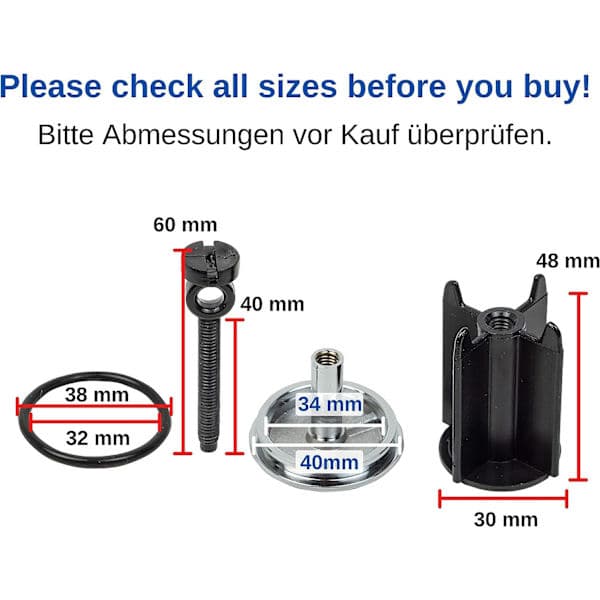 Universal diskpropp Ø 40 mm, Förkromad avloppspropp, med gummitätning, höjdjusterbar propp.