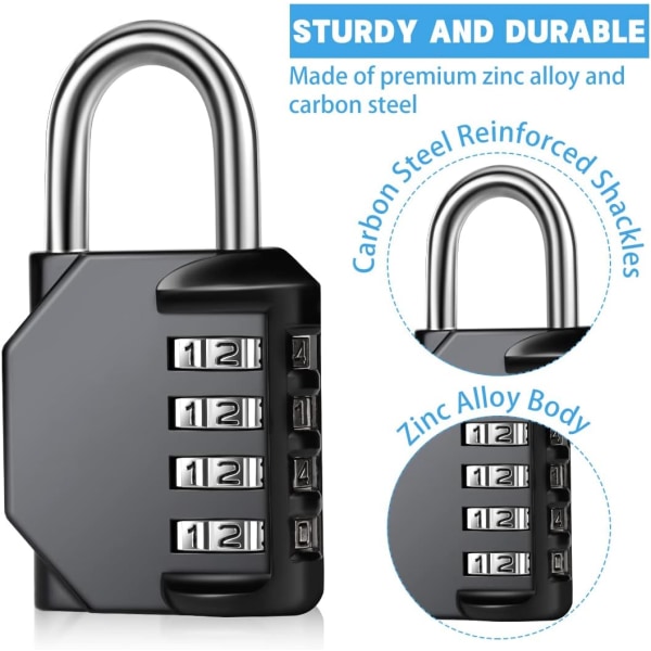 Lukko Yhdistelmälukko 4-numeroinen Nollautuva Koodi Lukko Ulkona Säältäsuojattu Lukko Kaapin Lukot Kuntosalille Koulukaappi Portille Aita Portille Kaappi