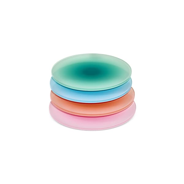 Set med 4 transparenta, splittringsfria underlägg med gradientdesign, modern stil.