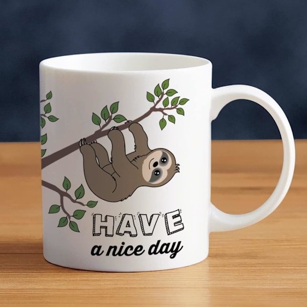Søte dovendyrgaver Nope Not Today Morsom kaffekopp Ha en fin dag Keramisk tekopp 11oz, Kawaii bursdagsgave til menn kvinner kone ektemann datter F Sloth