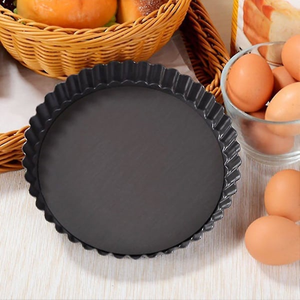 2 stk 8,8 tommers non-stick avtakbar løs bunn Quiche Tart Pan, Tart Pie Pan, Rund Tart Quiche Pan med avtakbar bunn (svart)