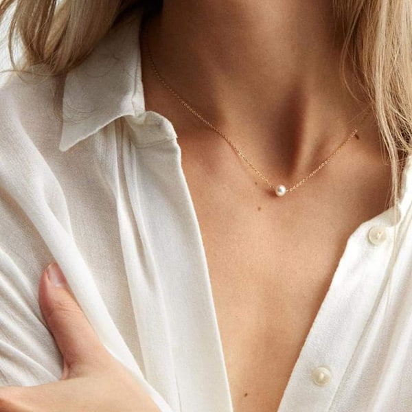 Fint Lagdelt Choker Halskæde, Håndlavet 14K Guldbelagt Y Vedhæng Halskæde Multilag Bar Disc Halskæde Justerbar Lagdeling Choker Halskæder til Kvinder 2PCS  Pearl&Disc 3PCS  Chain&Bar&Hammered Disc