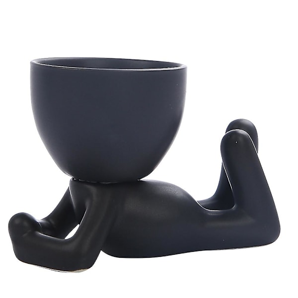 Mini-familie Blomsterpot Menneskeform Keramisk Desktop Planter Beholder Til Sukkulenter