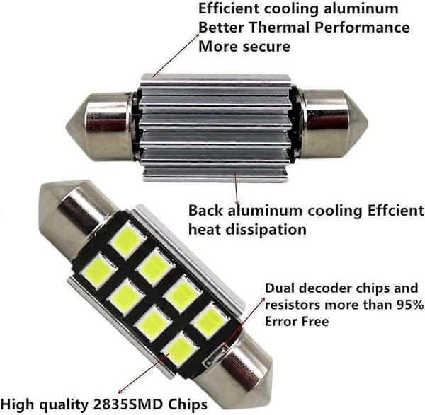 10 stk. Isblå 41 mm Festlige LED Billys 2835SMD