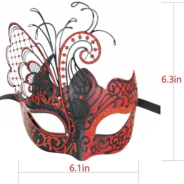 Rhinestone Metall Venedig Mask för Maskerad/Mardi Gras Fest/Sexig Kostymfest/Bröllop Röd/svart fjärilsmask