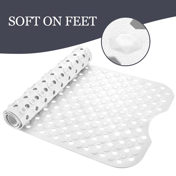 Halkfri badmatta Lyxig förlängd badkarsmatta Säker stark sugkopp och dräneringshål Badrumstillbehör Vit 100*40cm White 100*40cm