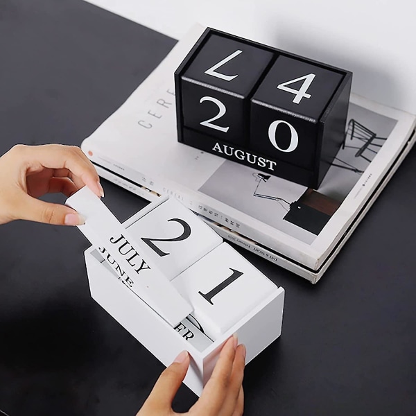 Tretre skrivebords kalender 2022-2023, permanent daglig blokk kalender måned dato display (hvit) (yu-b)