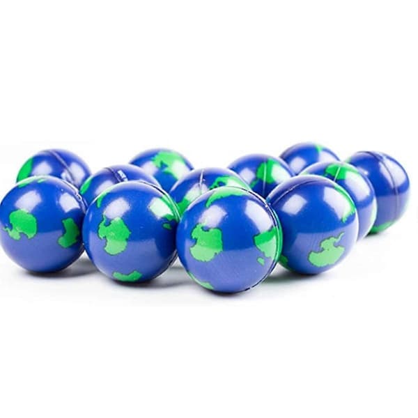 12-pak stressbolde, 2,5 tommer jordklode-tema klemmebolde, stresslindrende klemmebolde mod angst