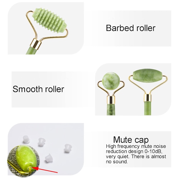 Jade Roller & Gua Sha, Ansigts skønhedsrulle Hudplejeværktøjer, Massageapparat til ansigt, øjne, nakke, kropsmuskelafslapning og lindring af fine linjer og rynker