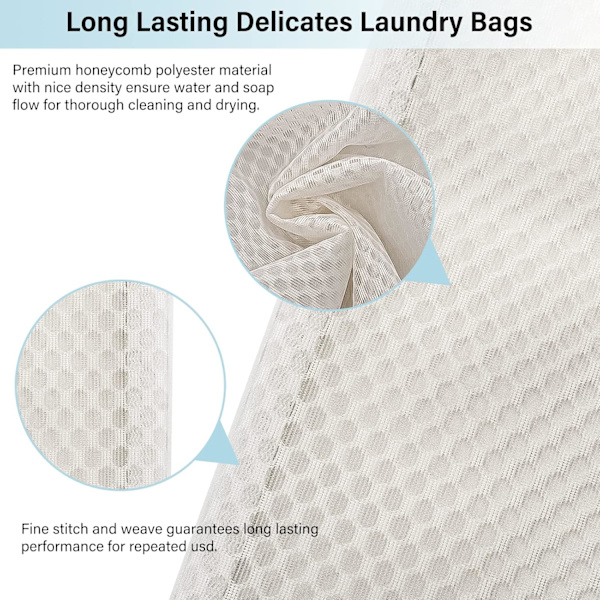 Vaskemaskinpose i Mesh for BH, Undertøy og Delikat Vask - Bra Vaskpose med Premium Glidelås Beige 2 SET