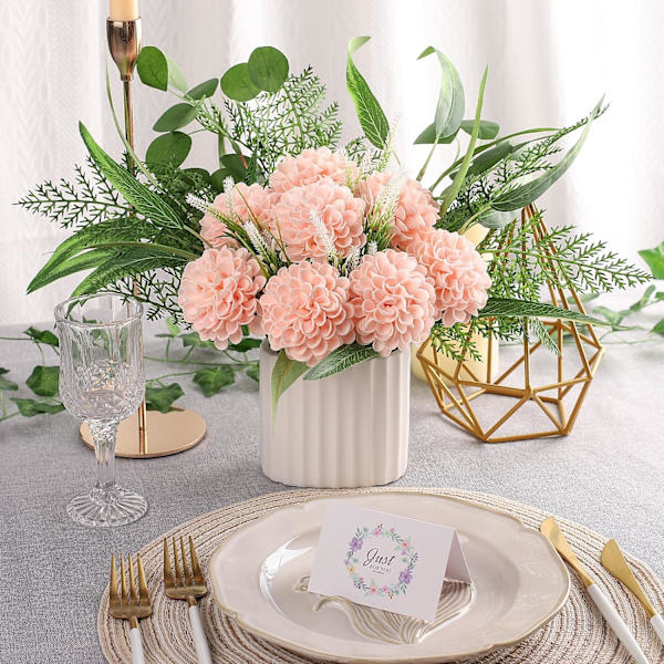Konstgjorda blommor 20 st falska skum Dahlia blomma med stjälkar, DIY skum Dahlia blomma för bröllopstårta buketter blomsterarrangemang Pink 20pcs