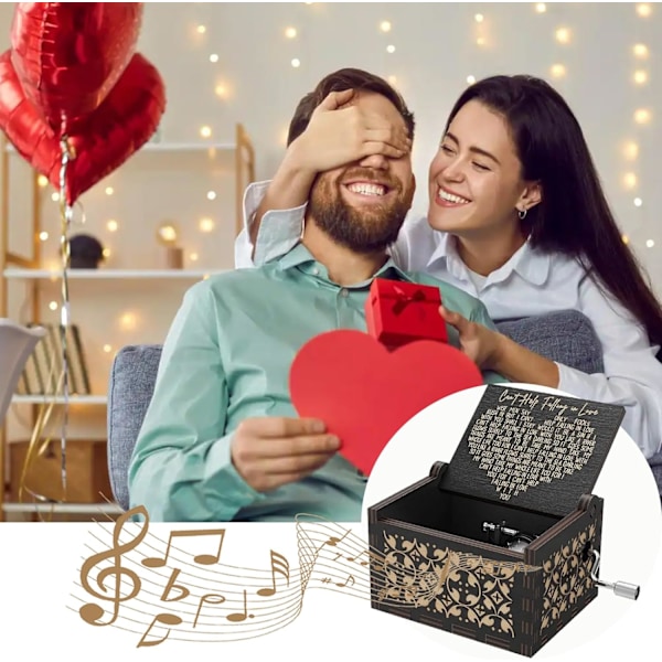 Alla hjärtans dag presenter till honom henne, kan inte låta bli att bli kär i speldosa, speldosor för barn män tonåringar älskare pojkvän flickvän make fru W Can't Help Falling in Loveblack