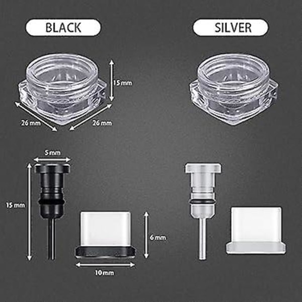 2 paria puhelimen pölytulppia, pölysuoja USB-C-liittimelle ja 3,5 mm:n liittimelle, Plug N Protect Galaxy S10/s9/s8, Huawei P9/p10/p20, Nexus 5x/6p