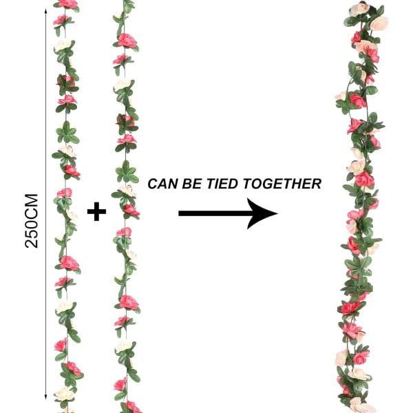5 kappaletta 41ft keinotekoisia ruusuköynnöksiä, keinotekoisia ruusuköynnöksiä, keinotekoisia ruusuja kukka ripustus, koti hotelli toimisto hääjuhla puutarha koriste… Pink