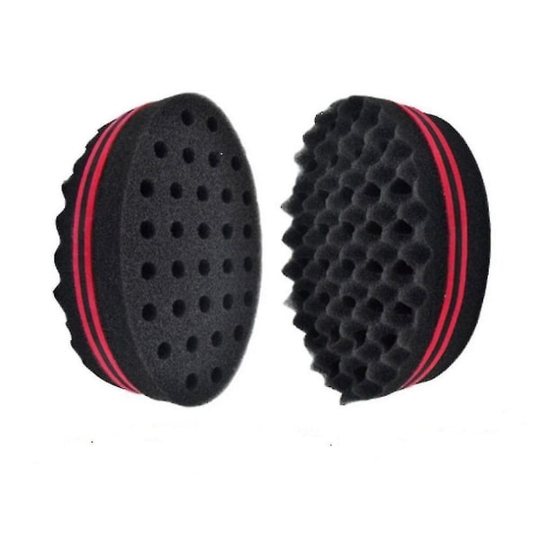 2-pack dubbelsidig frisörhårborste svamp låsning afro curl twist dreads coil wave vuxen unisex