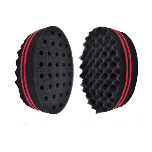 2 stk. Dobbeltsidet Barber Hårbørste Svampe Låsning Afro Curl Twist Dreads Coil Wave Voksen Unisex