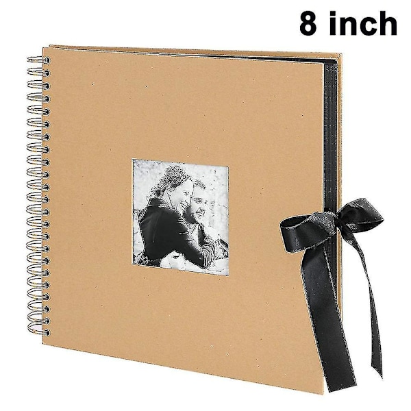 Skrapbok fotoalbum 8x8 tommer DIY med omslagsfotolomme 30 sider silkebånd håndverkspapiralbum for gjestebok jubileumsbryllups Valentinsdag
