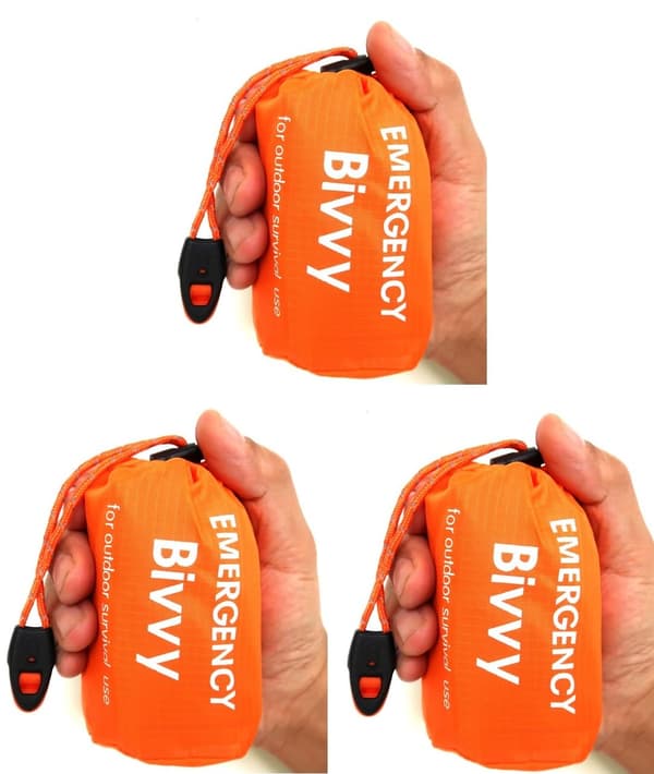 3-pack vattentät termisk nödsovsäck för utomhuscamping överlevnad bivacksäck orange
