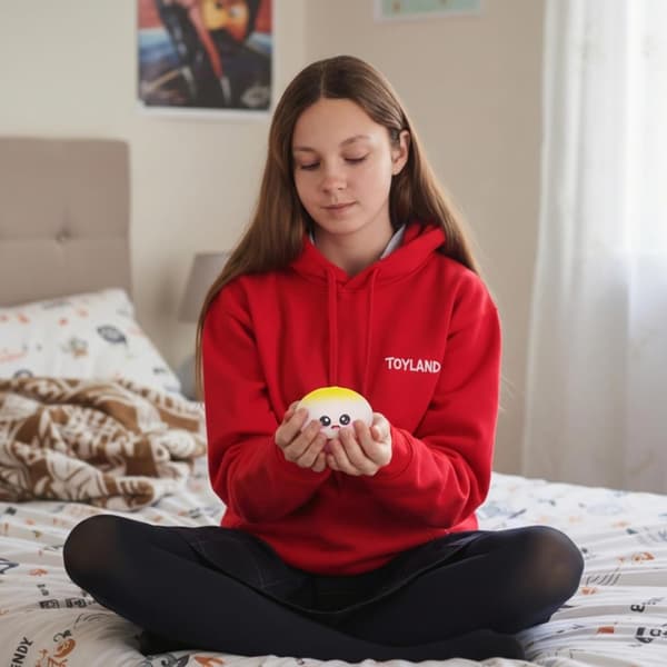 Toyland® Glänsande Midnattsblå Squishy Bao Dumpling Sensorisk Fidgetleksak med Ångbox i Plast - Klämleksaker för Barn - Ålder 3+