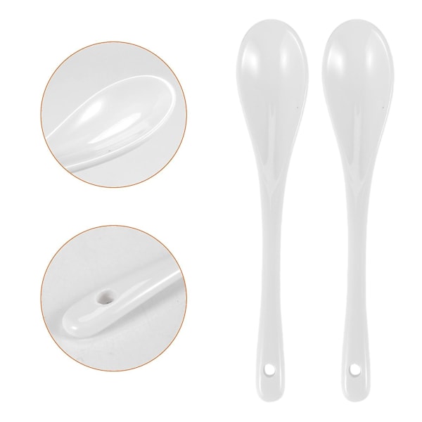 5 stk. Hvide Æggeskeer i Porcelæn Keramikskeer Kaffeskeer Dessertske Dip Serveringsske
