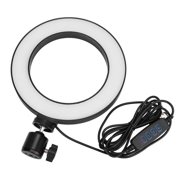 6 tommers LED-ringlys for direktesending, selfie og fylllys, dimbart, 3 lysmoduser