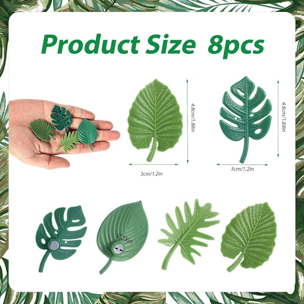 8 st Monstera växt kylskåpsmagneter, tropiska blad kylskåpsmagneter 3d växt kylskåpsmagneter söta dekorativa magnetdekaler för kylskåp skåp kök