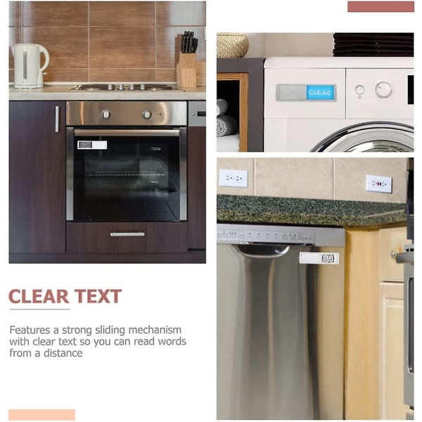 Opvaskemaskine, magnetisk rent beskidt skilt, der ikke ridser, rent beskidte magnetklistermærker til køkkenorganisation og opbevaring (2 stk, sølv)