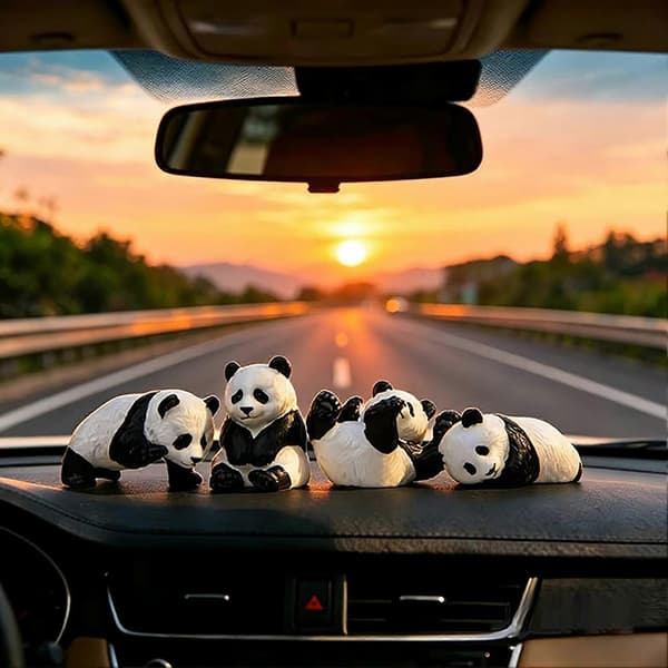 Miniature Panda Kagepynt - Realistiske Detaljer & PVC Materiale - til DIY Mikrolandskab