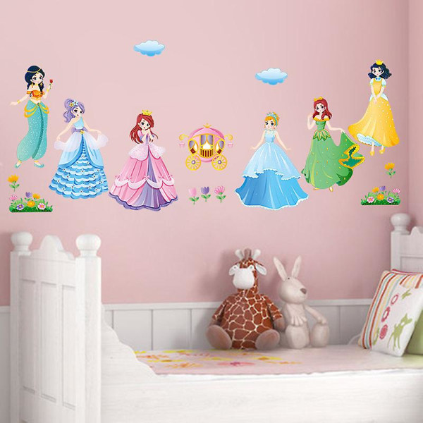 Aftagelige prinsesse-klistermærker selvklæbende selvklæbende vægdekaler til babypiger børneværelse børneværelse