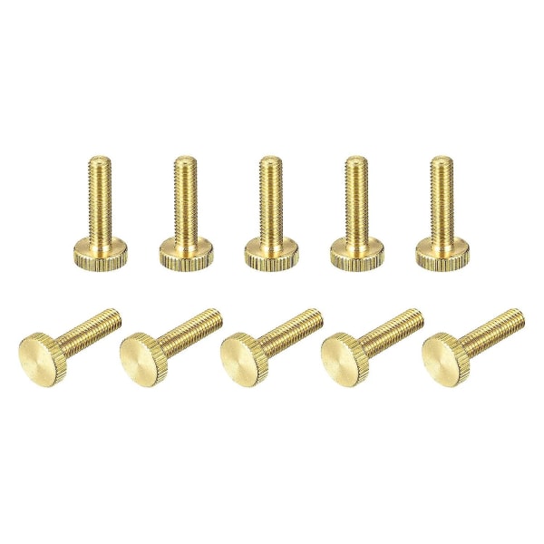 Riflede tommelskruer, M6x25mm flate messingbolter grep knotter festemidler for PC, elektronisk, mekanisk 10stk
