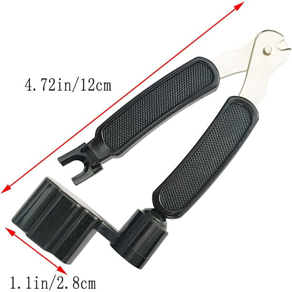 Winder for Gitarstreng, Kutter og Trekker, 3 i 1 Gitarvedlikehold Verktøy, Svart Black Single