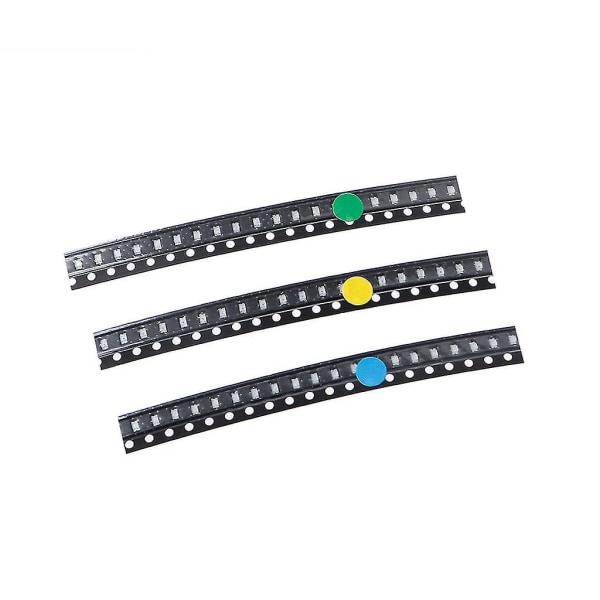 100 stk. 5 farver Smd 0805 LED-lys rød grøn blå gul hvid assorteret sæt