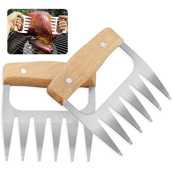 Bbq bjørnekløer, kødkløer, rustfrit stål kødkløer, Bbq kødhandler gafler2 stykker