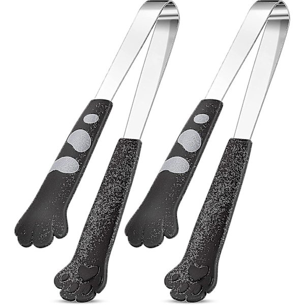 Kattång 7 tum matklämmor kökståndar katt tass form tång rostfritt stål matlagningstång för grillmatlagning grillning godis, socker, 2 st