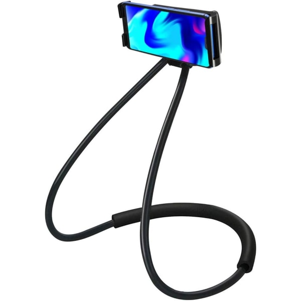 Mobiltelefonhållare hängande på nacken, 360° rotation flexibel nackhållare för mobiltelefon, Lazy Phone Holder Mount för smartphone, Mini-surfplatta (svart)